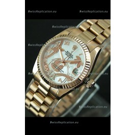 Rolex Oyster Perpetual Date Just Lady Swiss Rose Gold Watch in Pearl White Dial