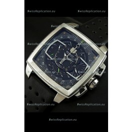 Tag Heuer Monaco Mikrograph Japanese Replica Watch in Black/Green Strap