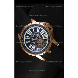Roger Dubuis Excalibur Tourbillon Watch - Rose Gold Plating Black Dial