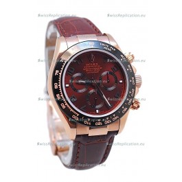 Rolex Daytona Chronograph MonoBloc Cerachrom Bezel Swiss Replica Rose Gold Plated Watch
