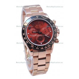 Rolex Daytona Chronograph MonoBloc Cerachrom Bezel Swiss Replica Rose Gold Plated Watch