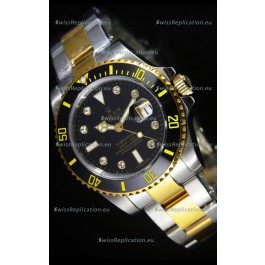 Rolex Submariner Swiss Watch in Black Dial Diamonds Hour Markers
