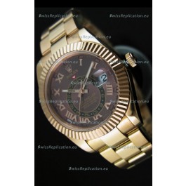 Rolex Sky-Dweller 18K Yellow Gold Watch in Brown Dial Roman Numerals