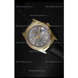 Rolex Day Date 36MM Yellow Gold Swiss Replica Watch - Grey Dial