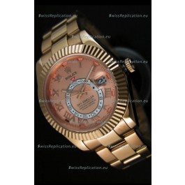 Rolex Sky-Dweller 18K Rose Gold Watch in Salmon Dial Roman Numerals