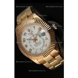 Rolex Sky-Dweller 18K Rose Gold Watch in White Dial Arabic Numerals