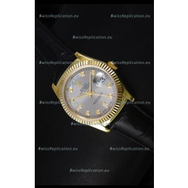 Rolex Day Date 36MM Yellow Gold Swiss Replica Watch - Grey Dial