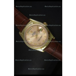 Rolex Day Date 36MM Yellow Gold Swiss Replica Watch - Champange Dial