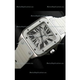 Cartier Santos Swiss Replica Automatic Watch in White Dial
