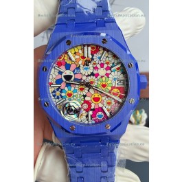 Audemars Piguet Super Clone Royal Oak Blue Ceramic Watch in Sun-Flower Dial 