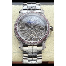Chopard Happy Sport Super Clone Automatic Watch 36MM in Steel Casing Mossanites Dial