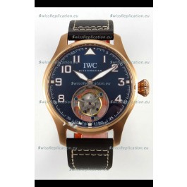 IWC Super Clone Portugese Hand-Wound Genuine Tourbillon Blue Dial Rose Gold Casing Watch