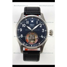 IWC Super Clone Portugese Hand-Wound Genuine Tourbillon Blue Dial Steel Casing Watch