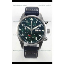 IWC Super Clone Pilot Chronograph Edition Green Dial Leather Swiss Replica Watch 