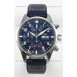 IWC Super Clone Pilot Chronograph Edition Blue Dial Leather Swiss Replica Watch 