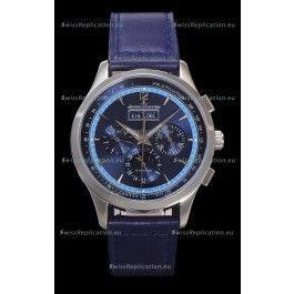 Jaeger LeCoultre Master Control Chronograph Calendar Steel Casing Blue Dial Watch 