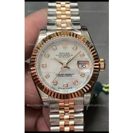 Rolex Datejust Super Clone Mother of Pearl Dial 2 Tone Rose Gold Watch 28MM