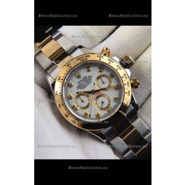 Rolex Daytona Japanese Movement Two Tone Gold Casing Watch in White Dial 