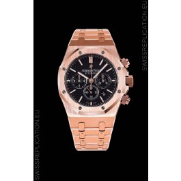Audemars Piguet Royal Oak Chronograph Pink Gold Case Black Dial - 1:1 Mirror Replica