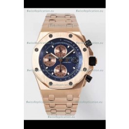 Audemars Piguet Royal Oak Offshore Blue Dial Chronograph 1:1 Mirror Replica Watch - Rose Gold 