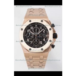 Audemars Piguet Royal Oak Offshore Black Dial Chronograph 1:1 Mirror Replica Watch - Rose Gold 