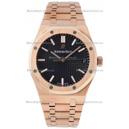 Audemars Piguet Royal Oak 37MM Black Dial Rose Gold Watch in 3120 Movement - 1:1 Mirror Replica