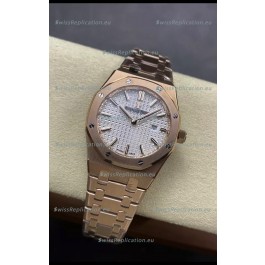 Audemars Piguet Royal Oak 33MM 904L Rose Gold White Dial 1:1 Mirror Replica Watch
