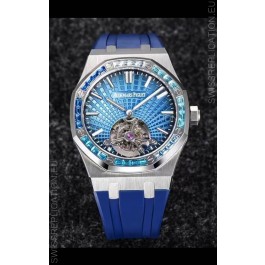 Audemars Piguet Royal Oak Tourbillon 41mm in 904L Casing - Blue Tapisserie Diamonds Bezel 1:1 Ultimate Replica