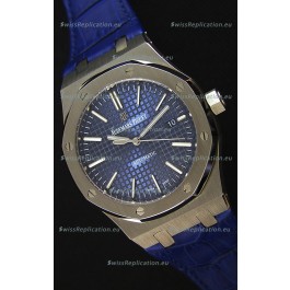 Audemars Piguet Royal Oak 41MM Blue Dial Leather Strap - 1:1 Mirror Ultimate Edition