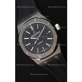 Audemars Piguet Royal Oak 41MM Black Dial Rubber Strap - 1:1 Mirror Ultimate Edition