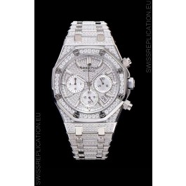 Audemars Piguet Royal Oak Chronograph 41MM Swiss Quartz Watch with Diamonds Embedded Casing in Steel Casing