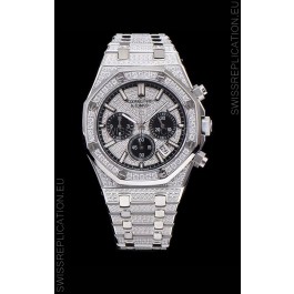 Audemars Piguet Royal Oak Chronograph 41MM Swiss Quartz Watch with Diamonds Embedded Casing in Steel Casing