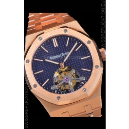 Audemars Piguet Royal Oak Tourbillon 41mm Blue Dial in 904L Steel Rose Gold Casing