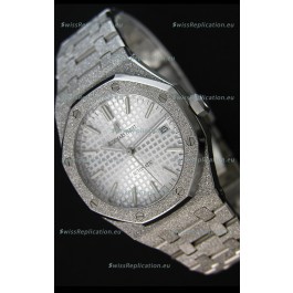 Audemars Piguet Royal Oak Frosted Self-Winding White Gold White Dial 1:1 Mirror Replica Watch 