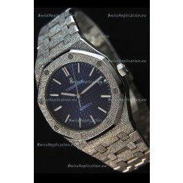 Audemars Piguet Royal Oak Frosted Self-Winding White Gold Blue Dial 1:1 Mirror Replica Watch 
