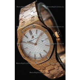 Audemars Piguet Royal Oak Frosted Rose Gold QUARTZ Watch White Dial 33MM - 1:1 Mirror Replica 