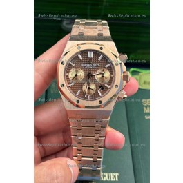 Audemars Piguet Royal Oak Chronograph 1:1 Mirror Replica - Rose Gold Casing Brown Dial in 41MM