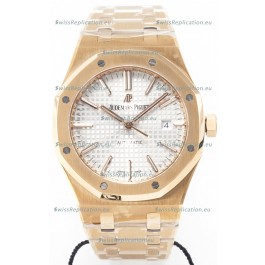 Audemars Piguet Royal Oak 15400 41MM Rose Gold White Dial Super Clone Replica Watch 