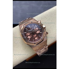 Audemars Piguet Royal Oak Super Clone - Rose Gold Casing Brown Dial in 41MM