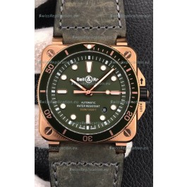 Bell & Ross BR03-92 Diver Rose Gold Green Dial Swiss Replica Watch 1:1 Mirror Replica