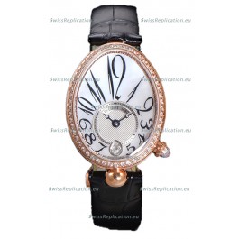 Breguet Reine De Naples Ladies Rose Gold Black Leather Swiss 1:1 Edition Replica Watch