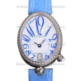 Breguet Reine De Naples Ladies Stainless Steel Blue Leather Swiss 1:1 Edition Replica Watch