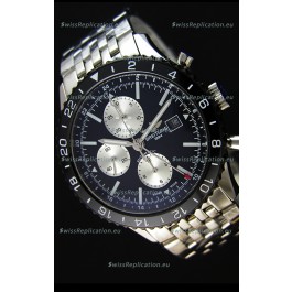 Breitling Chronoliner Steel-Black Steel Strap in Black Dial Swiss Replica Watch 