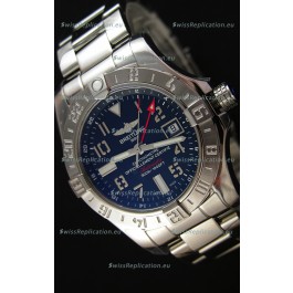 Breitling Avenger II GMT Swiss Replica Watch in Black Dial Steel Strap 1:1 Mirror Replica Version