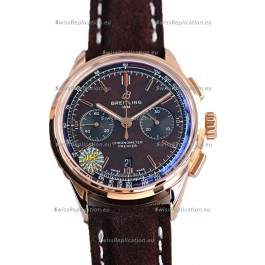 Breitling Premier B01 Chronograph 42 Edition Rose Gold Casing Centenary Brown Dial - 1:1 Mirror Replica Watch
