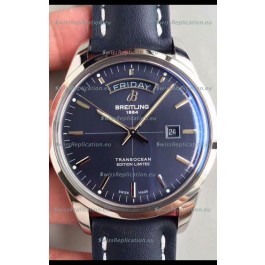 Breitling Transocean Day & Date Swiss Replica Watch in Aurora Blue Dial 1:1 Mirror Edition