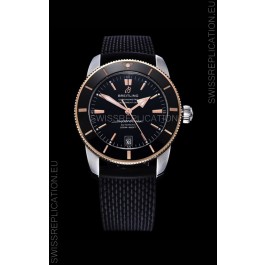 Breitling SuperOcean Heritage II 44MM Black Dial Two Tone 904L Rubber Strap 1:1 Mirror Replica