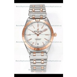Breitling Chronomat 36MM 2 Tone Rose Gold Casing 1:1 Mirror Replica Watch White Dial