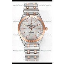Breitling Chronomat 36MM 2 Tone Rose Gold Casing 1:1 Mirror Replica Watch Pearl Dial