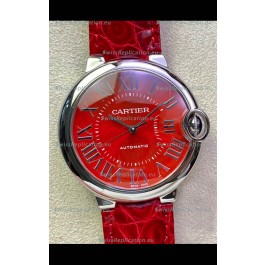 Ballon De Cartier Swiss Automatic 1:1 Mirror Quality 36MM in Stainless Steel Red Dial 